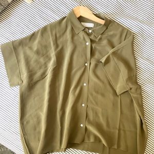 The Clean Silk Short-Sleeve Square blouse.